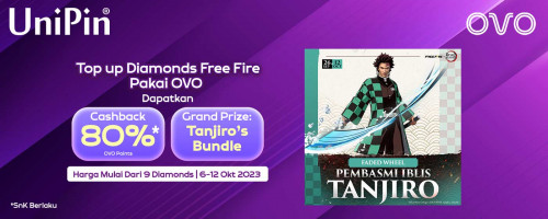 Top Up Diamonds Free Fire Pakai OVO Cashback 80% OVO Points & Dapatkan Tanjiro’s Bundle!